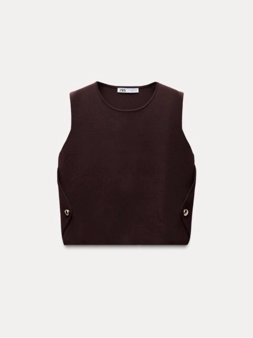 Zara Side Button Knit Waistcoat Top Brown Gold Buttons NWT Size Small